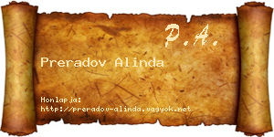 Preradov Alinda névjegykártya